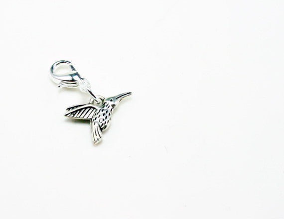 silver hummingbird clip on charm